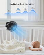 Koonie 10000mAh Clip on Fan Rechargeable, 8-Inch Battery Operated Desk Fan, USB Fan, 4 Speeds, Strong Airflow, Sturdy Clamp for Golf Cart Office Desk Outdoor Travel Camping Tent Gym Treadmill,Black - Image 5