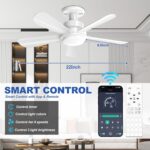 Socket Fan Light with APP & Remote, 22-in Screw-in Ceiling Fan for E26 Base, 3 Color Tones Adjustable, Reversible Motor for Home Bedroom Living Room Kitchen Garage - Image 3