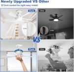 Socket Fan Light with APP & Remote, 22-in Screw-in Ceiling Fan for E26 Base, 3 Color Tones Adjustable, Reversible Motor for Home Bedroom Living Room Kitchen Garage - Image 6
