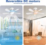 Socket Fan Light with APP & Remote, 22-in Screw-in Ceiling Fan for E26 Base, 3 Color Tones Adjustable, Reversible Motor for Home Bedroom Living Room Kitchen Garage - Image 7