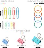 300 Pcs Binder Clips, Rubber Bands, Office Set, Paper Clips, School & Teacher Supplies for Office Desk Essentials (Assorted Sizes) - Image 3