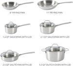 Sur La Table Kitchen Essentials Chef's Deck 10 Piece Stainless Steel Non Toxic Pots and Pans Kitchen Cookware Set w/Triply Encapsulated Base - Induction Safe - Image 4