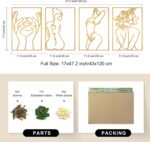 Glamativity 4 Pack Gold Wall Art Décor, Minimalist Single Line Real Metal Wall Art, Woman's Body Shape Abstract Wall Art (Gold Classic Style, 17 x 11.8'') - Image 5