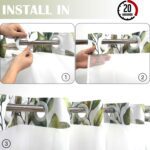 71x84Inches, No Hook Shower Curtain with Snap in Liner Set, Sage Green Eucalyptus Leaf Butterfly Bath Curtain with Botanical Plant for Bathroom - Image 4