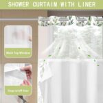 71x84Inches, No Hook Shower Curtain with Snap in Liner Set, Sage Green Eucalyptus Leaf Butterfly Bath Curtain with Botanical Plant for Bathroom - Image 5