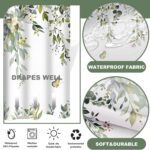 71x84Inches, No Hook Shower Curtain with Snap in Liner Set, Sage Green Eucalyptus Leaf Butterfly Bath Curtain with Botanical Plant for Bathroom - Image 6