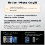 15W Only for iPhone MagSafe Car Mount Charger, 360% Adjustable Aluminum Alloy Arm, Relocatable Car Phone Holder, Magnetic Wireless Fast Charging, Cell Phone Holder for All Car Models, Black - Image 8