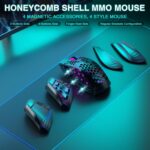 SM809 Pro Wireless MMO Gaming Mouse with 9 Side Buttons,24000 DPI,Triple Connectivity (2.4G/BT5.0/Wired) RGB MMO Mouse for Gamer,16 Programmable Macros,Up to 350H Battery Life,Black - Image 8
