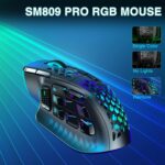 SM809 Pro Wireless MMO Gaming Mouse with 9 Side Buttons,24000 DPI,Triple Connectivity (2.4G/BT5.0/Wired) RGB MMO Mouse for Gamer,16 Programmable Macros,Up to 350H Battery Life,Black - Image 10