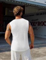 COOFANDY Mens Casual Tank Tops 2 Pack Waffle Knit Sleeveless Shirt Breathable Tank Shirts Summer Muscle Tee - Image 5