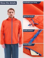 Men's Rain Jacket with Hood Lightweight Packable Long Sleeve Waterproof Rain Coat Windbreaker Golf Shell Jacket - Image 5