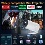 [Auto Keystone] Mini Projector with WIFI and Bluetooth, Pericat Portable Movie Projector with 210° Rotatable, 4K 1080P Home Theater Projector Compatible with Smartphone, TV Stick, Laptop, HDMI, USB - Image 3