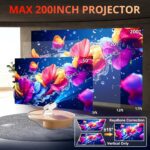 [Auto Keystone] Mini Projector with WIFI and Bluetooth, Pericat Portable Movie Projector with 210° Rotatable, 4K 1080P Home Theater Projector Compatible with Smartphone, TV Stick, Laptop, HDMI, USB - Image 4