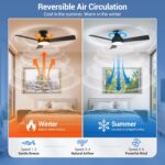 Ceiling Fans with Lights, 42 Inch Low Profile Ceiling Fan with Light and Remote Control, Reversible, LED Dimmable for Bedroom Living Room Indoor/Outdoor Patio Use - Image 4