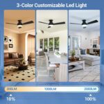 Ceiling Fans with Lights, 42 Inch Low Profile Ceiling Fan with Light and Remote Control, Reversible, LED Dimmable for Bedroom Living Room Indoor/Outdoor Patio Use - Image 5