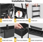 SPACELEAD Slim Storage Cart 4 Tier,Bathroom Organizer Rolling Utility,Mobile Shelving Unit Slide Out for Office, Kitchen, Laundry Room & Narrow Places,Black - Image 6