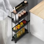 SPACELEAD Slim Storage Cart 4 Tier,Bathroom Organizer Rolling Utility,Mobile Shelving Unit Slide Out for Office, Kitchen, Laundry Room & Narrow Places,Black - Image 8