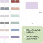 EOOUT 480 Pieces Sticky Tabs, Writable and Repositionable Filing Tabs Flags for Documents Notebooks Classification Aesthetic Office School Supplies - Image 3