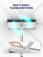 Floor Scrub Brush with Long Handle, 3 in 1 Scrape and Heavy-Duty Stiff Bristle Floor Scrubber Brush with Squeegee and Tweezer for Cleaning Tile Wall Deck Bathroom Patio Garage Kitchen (White) - Image 3