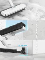 Floor Scrub Brush with Long Handle, 3 in 1 Scrape and Heavy-Duty Stiff Bristle Floor Scrubber Brush with Squeegee and Tweezer for Cleaning Tile Wall Deck Bathroom Patio Garage Kitchen (White) - Image 4