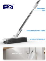 Floor Scrub Brush with Long Handle, 3 in 1 Scrape and Heavy-Duty Stiff Bristle Floor Scrubber Brush with Squeegee and Tweezer for Cleaning Tile Wall Deck Bathroom Patio Garage Kitchen (White) - Image 6