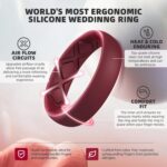 Egnaro Women's Wedding Bands, Silicone Stacking Rings for Her, Rubber Inner Arc Ergonomic Breathable Design - Image 3
