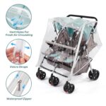 Double Stroller Rain Cover, Waterproof Weather Shield for Side by Side Baby Double Stroller, Twins Stroller Cover for Rain/Wind/Snow/Cold/Dust, Baby Outdoor Accessories - Image 4