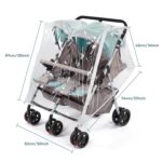 Double Stroller Rain Cover, Waterproof Weather Shield for Side by Side Baby Double Stroller, Twins Stroller Cover for Rain/Wind/Snow/Cold/Dust, Baby Outdoor Accessories - Image 7
