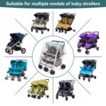 Double Stroller Rain Cover, Waterproof Weather Shield for Side by Side Baby Double Stroller, Twins Stroller Cover for Rain/Wind/Snow/Cold/Dust, Baby Outdoor Accessories - Image 8