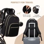 LOVEVOOK Diaper Bag - Stylish Baby Backpack with Changing Pad, Large Travel Waterproof Nappy Changing Bag with Stroller Straps, Insulated Pockets for Mom Dad - Unisex, Black - Image 4