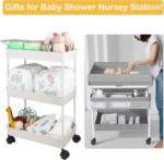 Baby Diaper Caddy, Plastic Movable Cart for Newborn Nursery Essentials Diaper Storage Caddy Organizer for Changing Table & Crib, Easy to Assemble, Beige - Image 8
