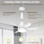 Socket Fan Light Ceiling Fans with Lights and Remote, Dimmable LED 3 Colors 3000K-6500K, 1556 Lumens Light Bulb Screw in Ceiling Fan for Bedroom, Kitchen, Living Room, Closet - Image 3