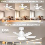 Socket Fan Light Ceiling Fans with Lights and Remote, Dimmable LED 3 Colors 3000K-6500K, 1556 Lumens Light Bulb Screw in Ceiling Fan for Bedroom, Kitchen, Living Room, Closet - Image 4