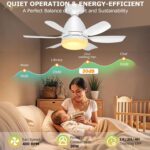 Socket Fan Light Ceiling Fans with Lights and Remote, Dimmable LED 3 Colors 3000K-6500K, 1556 Lumens Light Bulb Screw in Ceiling Fan for Bedroom, Kitchen, Living Room, Closet - Image 5
