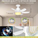 Socket Fan Light Ceiling Fans with Lights and Remote, Dimmable LED 3 Colors 3000K-6500K, 1556 Lumens Light Bulb Screw in Ceiling Fan for Bedroom, Kitchen, Living Room, Closet - Image 6