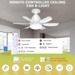 Socket Fan Light Ceiling Fans with Lights and Remote, Dimmable LED 3 Colors 3000K-6500K, 1556 Lumens Light Bulb Screw in Ceiling Fan for Bedroom, Kitchen, Living Room, Closet - Image 7