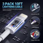 Fast Charger iPhone,iPhone Charger Fast Charging[Apple MFi Certified]3Pack Apple Charger USB C Wall Charging Block 10FT Long USB C to Lightning Cable Cord for iPhone14 Pro Max/13/12 Mini/11/XR/XS/X/SE - Image 6