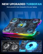 ChillCore Laptop Cooling Pad, RGB Lights Laptop Cooler 9 Fans for 15.6-19.3 Inch Laptops, Gaming Laptop Fan Cooling Pad with 8 Height Stands, 2 USB Ports - A21 Blue - Image 7