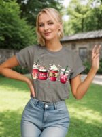 Womens Graphic T-Shirts Teen Girls Cute Sunflower Print Casual Tee Tops Dandelion Vintage Flowers Summer Wildflowers Shirt - Image 4