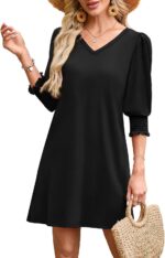 WIHOLL Women's Summer Dresses 3/4 Puff Sleeve Casual Sundress Dress with Pockets Beach Vacation 2025 Fashion - Image 4