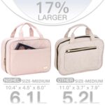 NISHEL Travel Toiletry Bag for women, Portable Hanging Organizer for Travel-Sized Shampoo, Conditioner, Brushes Set, makeup Accessories, Medium Size, Pink - Image 4