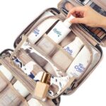 NISHEL Travel Toiletry Bag for women, Portable Hanging Organizer for Travel-Sized Shampoo, Conditioner, Brushes Set, makeup Accessories, Medium Size, Pink - Image 6