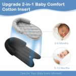 Pro Goleem Car Seat Head Support Infant, Soft Infant Car Seat Insert, 2 in 1 Carseat Head Support for Newborn, Perfect for Car Seat, Stroller, Swing, Bouncer, Gray and Black - Image 5