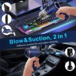 KMM Handheld Car Vacuum Cleaner, 9000Pa Vacuum Cleaner and Air Duster, 120W High Power Hand Held Vacuum with LED Light and Multi-Nozzles for Car, Home, Office, Pet - Image 3
