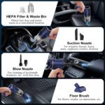 KMM Handheld Car Vacuum Cleaner, 9000Pa Vacuum Cleaner and Air Duster, 120W High Power Hand Held Vacuum with LED Light and Multi-Nozzles for Car, Home, Office, Pet - Image 7