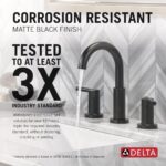 Delta Nicoli Matte Black Bathroom Faucet 3 Hole, 8 Inch Widespread Bathroom Sink Faucet for Vanity, Push-Pop Drain Assembly, Matte Black 35749LF-BL - Image 3