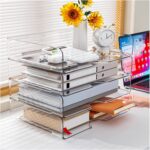 Paper Organizer Letter Tray, 4 Pack Acrylic Stackable Desk File Organizer,Clear Office Organizer for File Paper, Ipad, Letter, A4 Office File, Books, Notes, Etc - Image 3