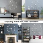 VREAONE Frameless DIY Wall Clock,Large Modern 3D Mirror Wall Clock Decor Sticker Clock kit for Home Living Room Bedroom Office Wall Decorations(Silver) - Image 4