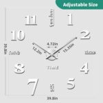 VREAONE Frameless DIY Wall Clock,Large Modern 3D Mirror Wall Clock Decor Sticker Clock kit for Home Living Room Bedroom Office Wall Decorations(Silver) - Image 6