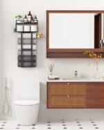 Towel Racks for Bathroom 31inch Wall Mounted Towel Rack,Floating Shelf with Wood Plank,Towel Storage for Bathroom can Holds 6 Large Rolled Towels,All Black - Image 7